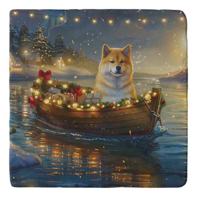 American Akita Christmas Festive Voyage Trivet (Front)
