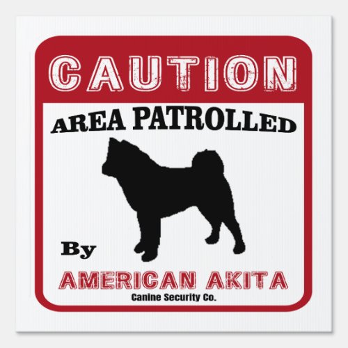 American Akita Dog Warning Red Funny Sign