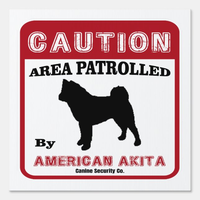 American Akita Dog Warning Red Funny Sign (Front)