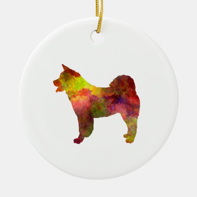 American Akita in watercolor Ceramic Ornament (Front)