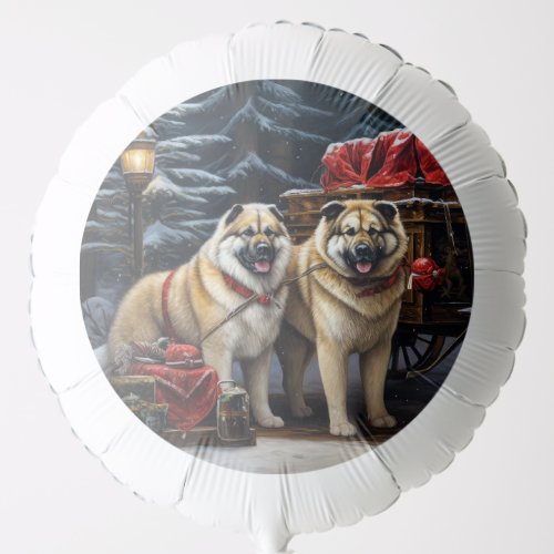 American Akita Snowy Sleigh Ride Christmas Decor Balloon