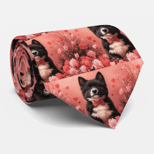 American Akita with Roses - Valentine's Day Neck Tie