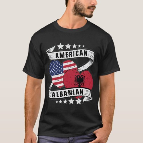 American Albanian flag shirt Half Albanian 