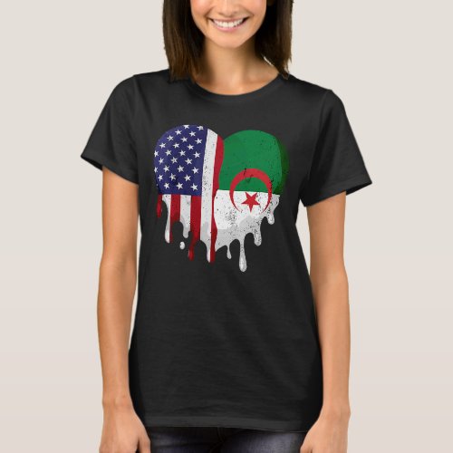 American Algerian Heritage Month Algeria Flag Hear T_Shirt