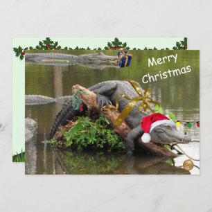 American Alligator Christmas Flat Card