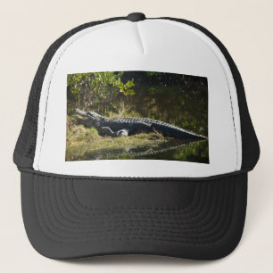 American Alligator Resting Along Nature Wetland Trucker Hat
