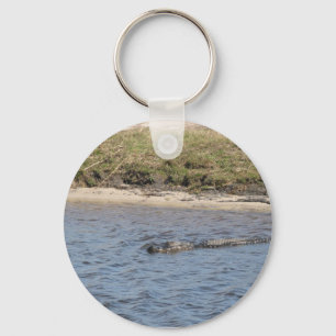 American Alligator Swimming in River Nature Photo Keychain