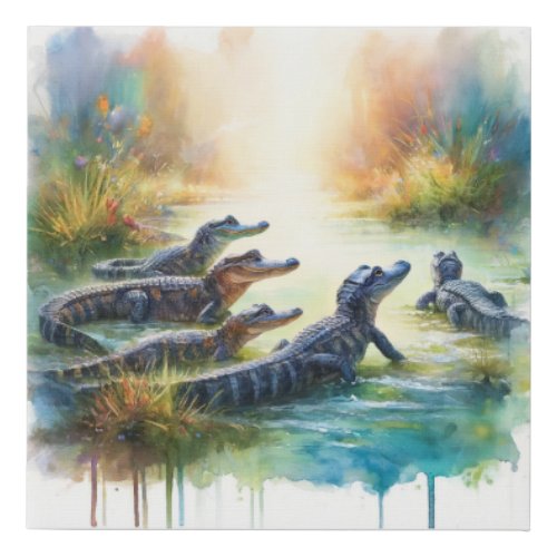 American Alligators 270524AREF109 _ Watercolor Faux Canvas Print