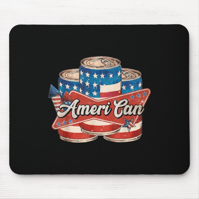 American Ameri Can 4th Of July Retro Usa Beer Patr Mouse Pad (Front)