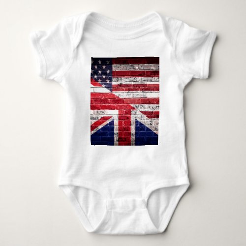 American and British flag Baby Bodysuit