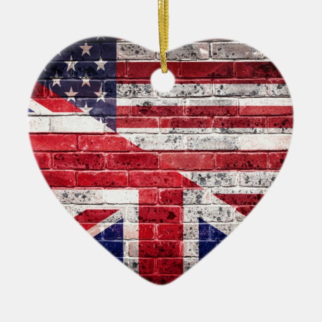 American and British flag. Ceramic Ornament (Front)