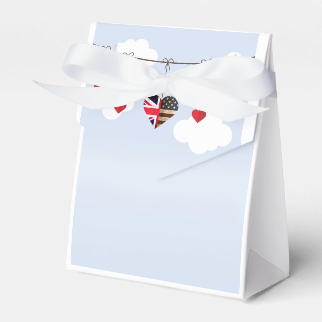 American and British flags, Heart Royal Wedding Favor Boxes (Front Side)
