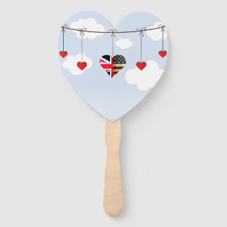 American and British flags, Heart Royal Wedding Hand Fan