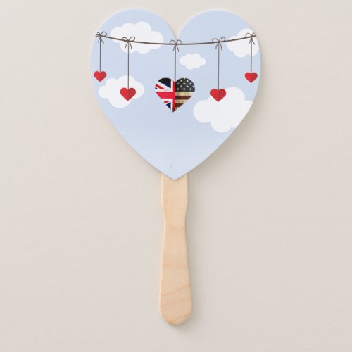 American and British flags Heart Royal Wedding Hand Fan