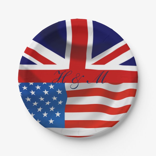 American and British flags,  Royal Wedding Paper Plates (Front)