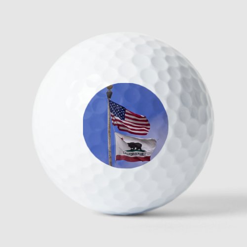 AMERICAN AND CALIFORNIA STATE flags Golf Balls