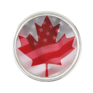American and Canadian flags Pin