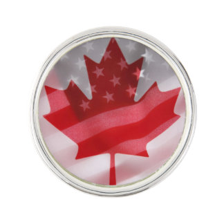 American and Canadian flags Pin