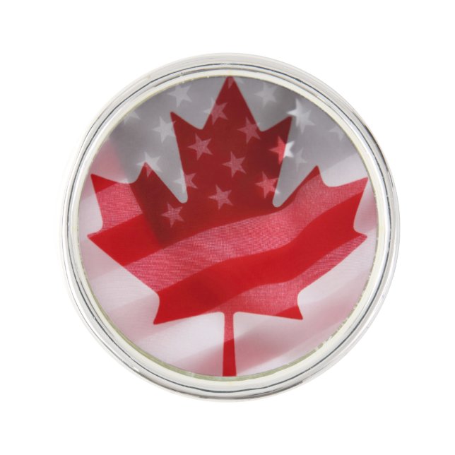 American and Canadian flags Pin (Front)