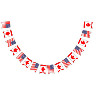 American and Canadian international wedding party Bunting Flags
