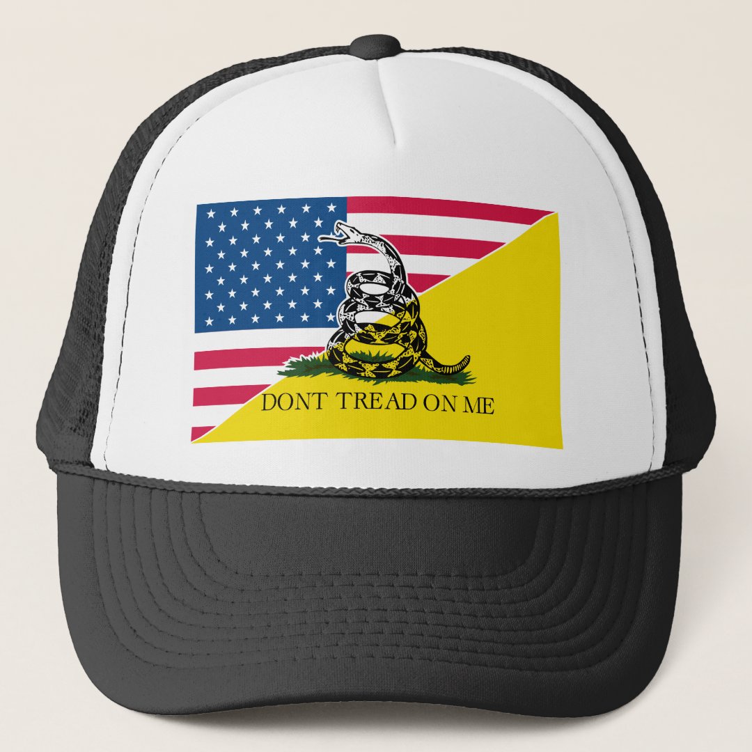 American and Gadsden Flag Trucker Hat | Zazzle