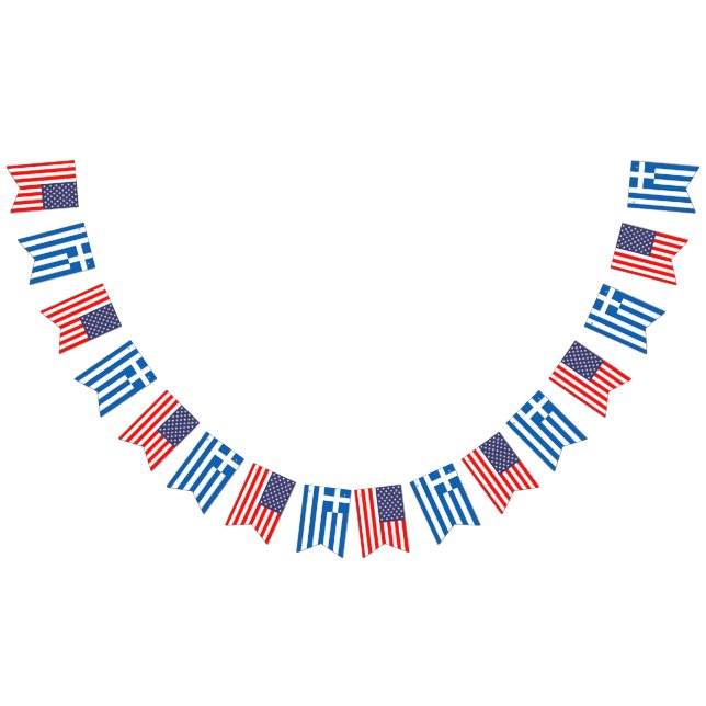 American and Greek international wedding party Bunting Flags (All)