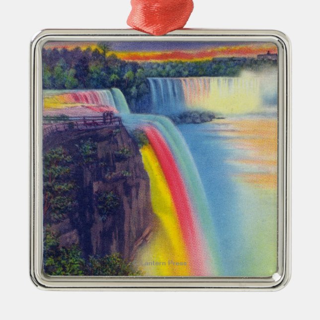 American and Horseshoe Falls at Dusk Metal Ornament (Front)
