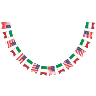 American and Italian international wedding party Bunting Flags