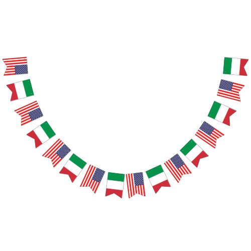American and Italian international wedding party Bunting Flags