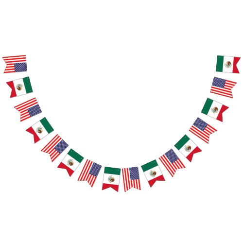 American and Mexican international wedding party Bunting Flags