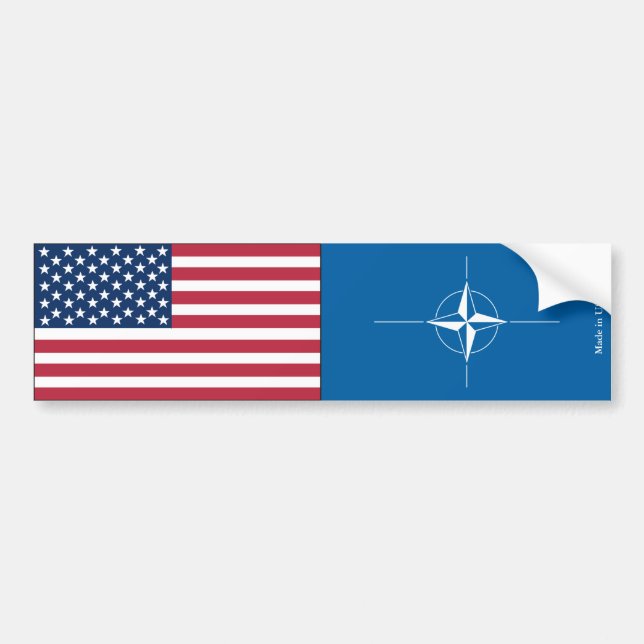 American and NATO Flags Bumper Sticker (Front)
