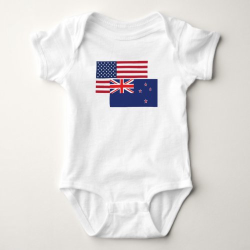 American And New Zealand Flag Baby Bodysuit