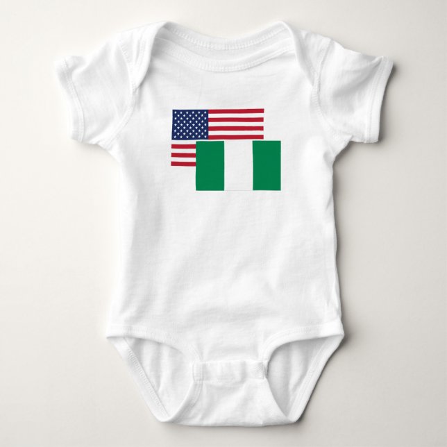 American And Nigerian Flag Baby Bodysuit (Front)