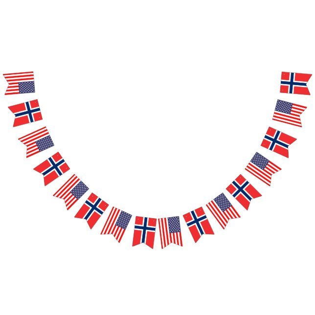 American and Norwegian international wedding party Bunting Flags (All)