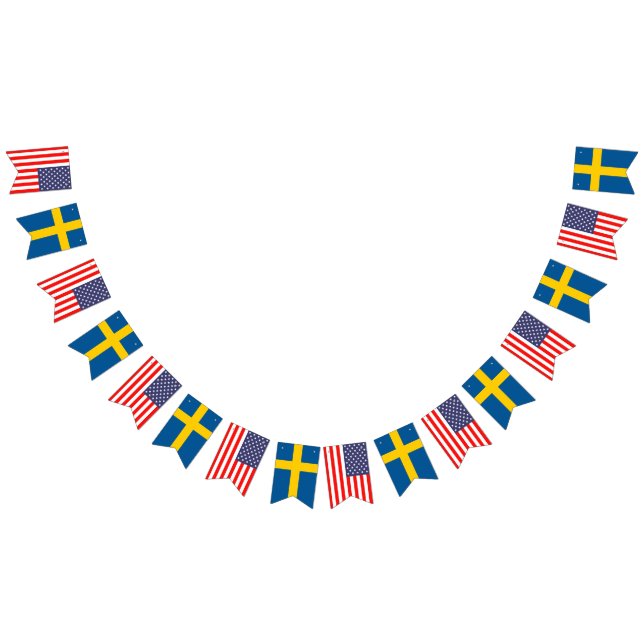 American and Swedish international wedding party Bunting Flags (All)