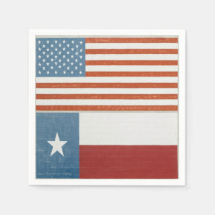 American and Texas Flag USA Red White and Blue Napkins