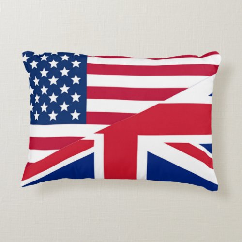 American and Union Jack Flag Accent Pillow