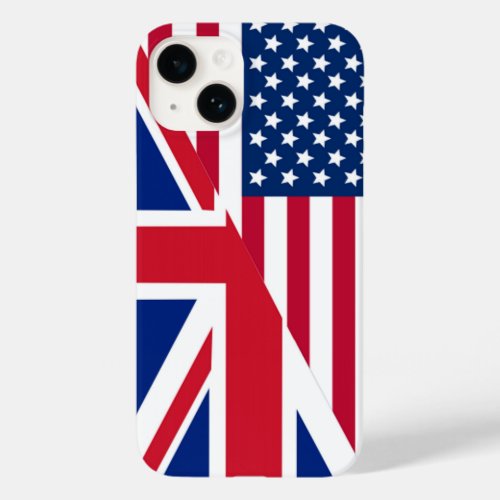 American and Union Jack Flag Apple iPhone 14 Case
