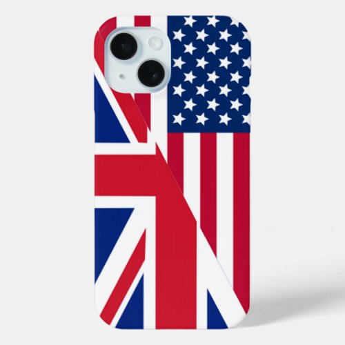 American and Union Jack Flag Apple iPhone 15 Case