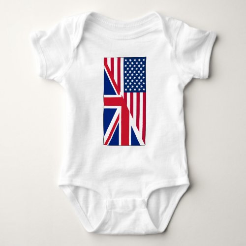 American and Union Jack Flag Baby Bodysuit