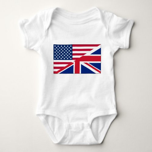 American and Union Jack Flag Baby Bodysuit