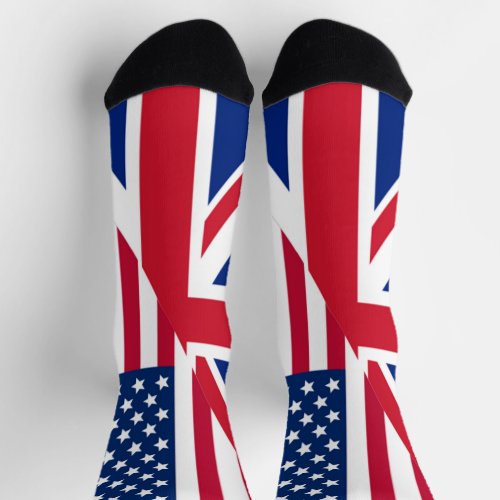 American and Union Jack Flag Crew Socks