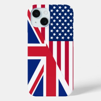 American And Union Jack Flag Iphone 15 Case by bestgiftideas at Zazzle
