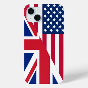 American And Union Jack Flag Iphone 15 Plus Case by bestgiftideas at Zazzle