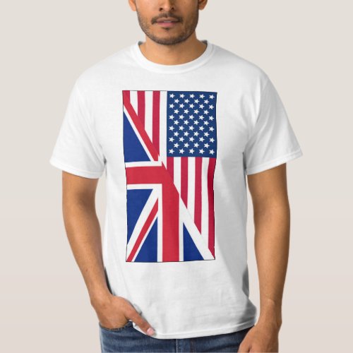 American and Union Jack Flag Mens Value T_Shirt