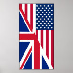 American and Union Jack Flag Poster