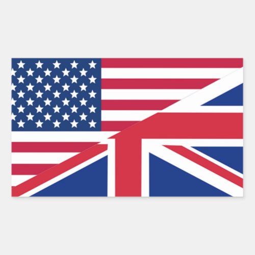 American and Union Jack Flag Rectangle Sticker