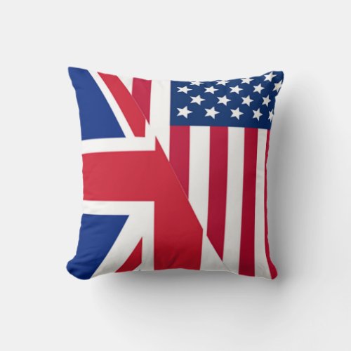 American and Union Jack Flag Throw Pillow