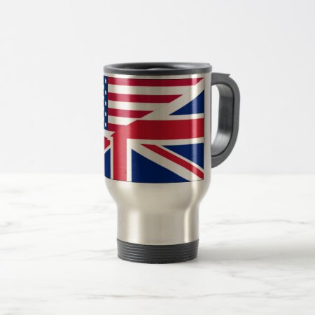American And Union Jack Flag Travel Mug