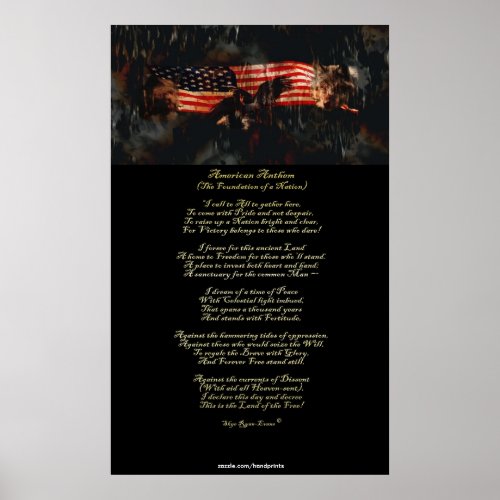 American Anthem Patriotic Art  Poem Poster